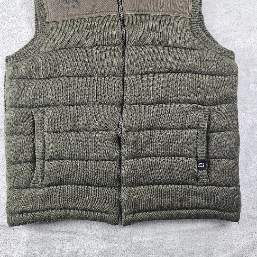 Zara Kids Zip Up Knitted Vest Size 11-12 Years Green